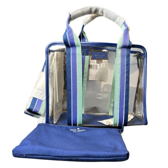 kate spade Handbags - Kate Spade New York Sam See-Through Satchel Bag Purse Tote WKRU6858 Blue Stripe